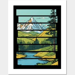 Vintage Mountain Landscape Posters and Art